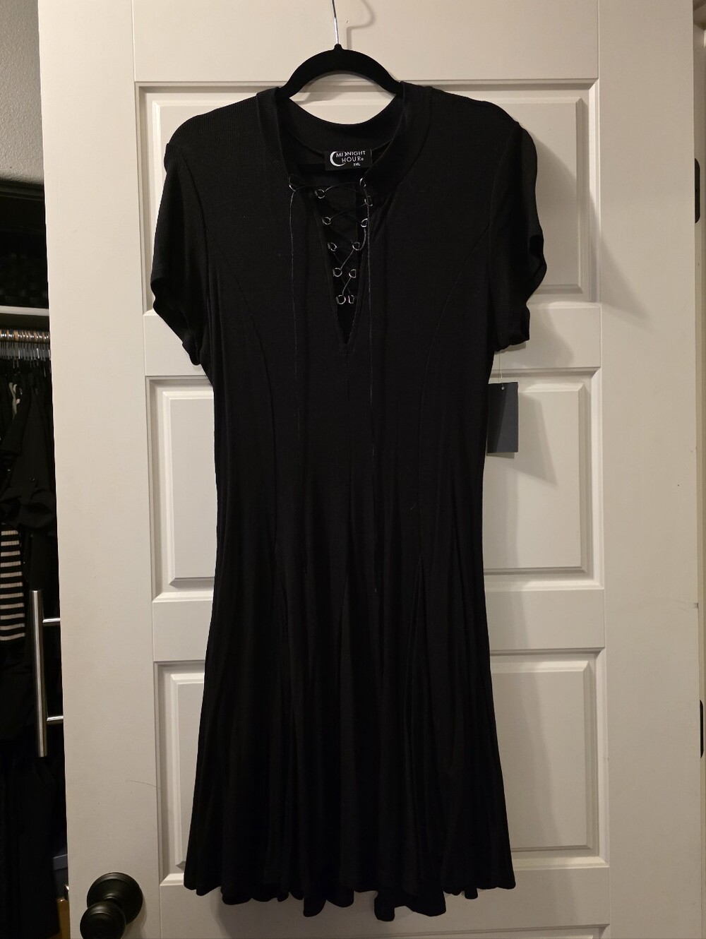 2X Midnight Hour Lace Up Skater Dress - Picture 2 of 8